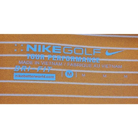 Nike Golf Men's Polo Shirt Tour Performance Orange White Stripes Size M Vacation - Picture 2 of 9
